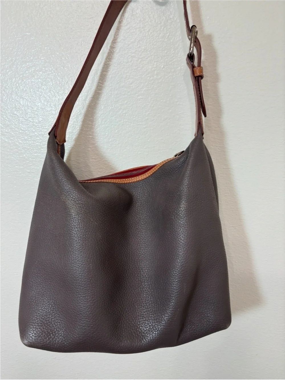 Dooney & Bourke gray and Tan Leather Hobo Bag